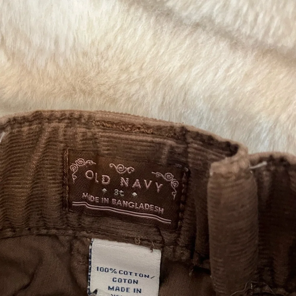 Y2K Old Navy Girls 3T Brown Grandpa Core Bubble Button Hem Corduroy Cargo Pants